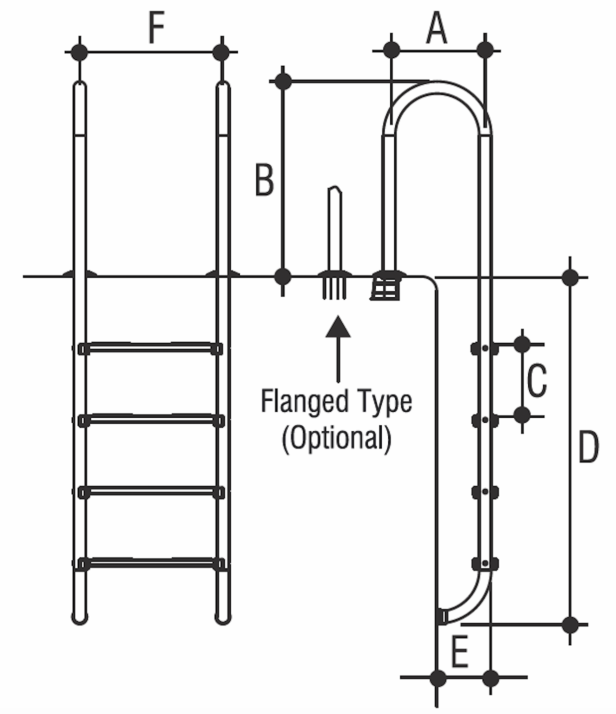 Лестница 3 ступени Gemas U AISI 316 (0312222)